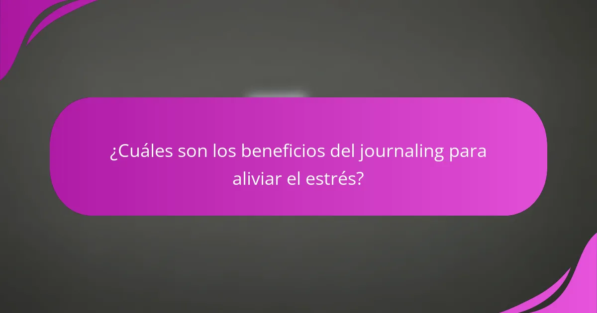 ¿Cuáles son los beneficios del journaling para aliviar el estrés?